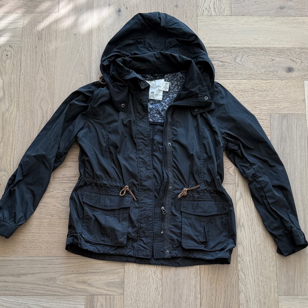 H&M Black Utility Jacket with Detachable Hood